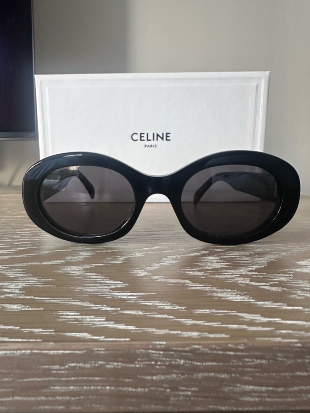 Celine  Triomphe Black Oval Sunglasses